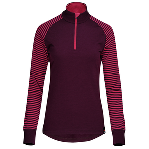 Womens Merino 200 Long Sleeve Zip Neck (Wine/Fuchsia)