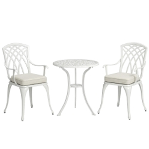 Outsunny Three-Piece Cast Aluminium Bistro Set - White