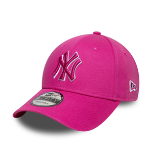 New York Yankees MLB Team Outline Bright Pink 9FORTY Adjustable Cap