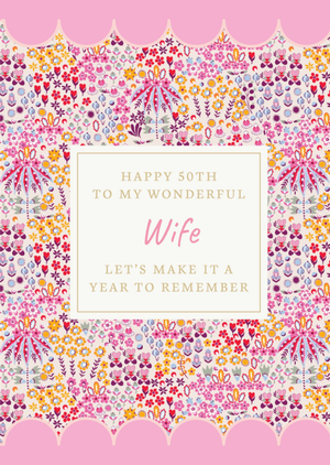 Cath Kidston Happy 50th To My Wonderful Wife Birthday Card