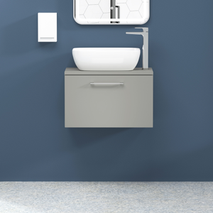 Modena 800mm Satin Grey Wall Hung Vanity Unit 1 Drawer with Countertop Basin