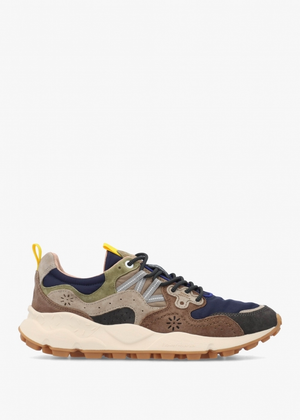 Men’s Yamano 3 Dark Grey Brown Nylon & Suede Trainers 