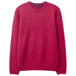 Mens Textured Crew Neck Pullover (Crimson Marl)