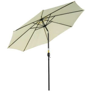 Outsunny Sombrilla de Jardín Ø295x250 cm con Manivela Parasol Exterior con Mecanismo de Inclinación y Poste Desmontable Beige