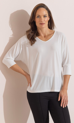 Foil Spot Batwing Top - Ivory