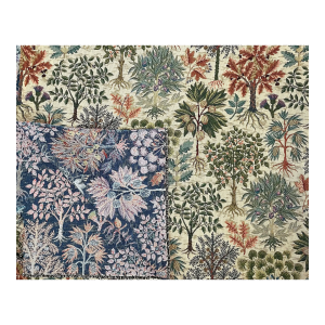 Vintage Botanical Tapestry Fabric Tan, Green, Rust. Reversible. 136”Wx59”L