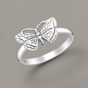 Tempest Meadow Silver Oxidised Butterfly Ring