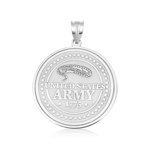 .925 Sterling Silver United States Army Medallion Pendant Necklace