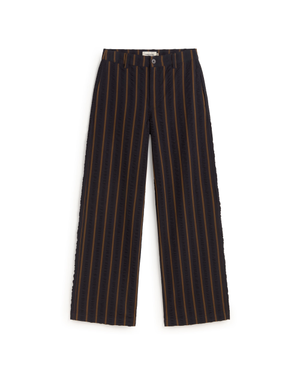 Serena Striped Seersucker Straight Pants (M)