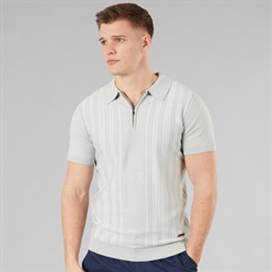 Bench Mens Indro Knitted Polo Shirt Frost Grey