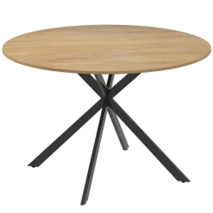 HOMCOM Dining Table for 4, 120 cm Industrial Kitchen Table with Wood Effect Tabletop and Steel Legs, Oak