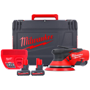 Milwaukee M12FROS5-502X M12 12V Fuel Cordless Brushless Compact Random Orbital Sander With 2 x 5.0 High Output Batteries, Charger & Case