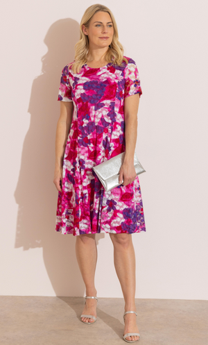 Anna Rose Floral Lace Midi Dress - Purple Multi