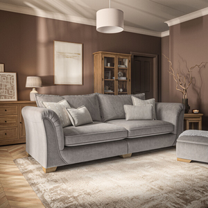 Milldale 4 Seater Sofa in Garda Acier Fabric with Linen Scatters