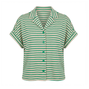 Caspian Towelling Stripe Blouse - Green (S)