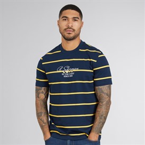 Ben Sherman Mens Stripe Script T-Shirt Dark Navy