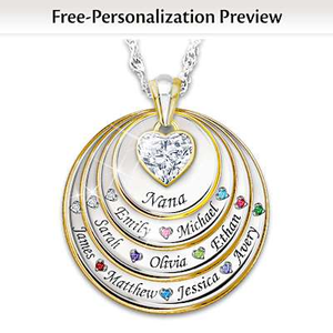 Personalized Family Circle Birthstone Pendant Necklace