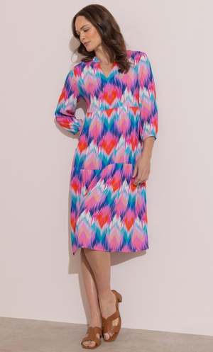 Printed Loose Fit Dress - Blue/Pink/Multi
