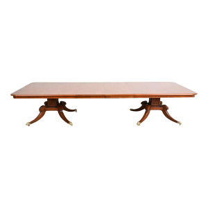 English Georgian Double Pedestal Dining Table by Restall Brown & Clennell, Newly Refinished