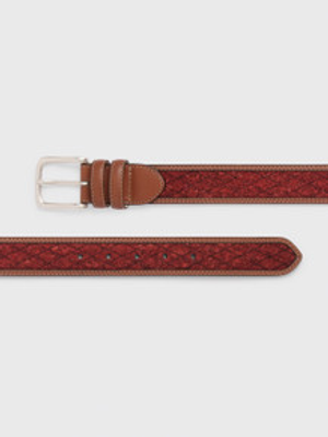 Chestnut Red Cork Inlaid Handmade Leather Belt