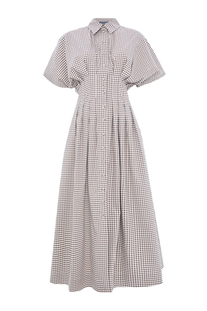 Regular Short Sleeve Poplin Pleated Shirt Jream Dress - Ecru (S)