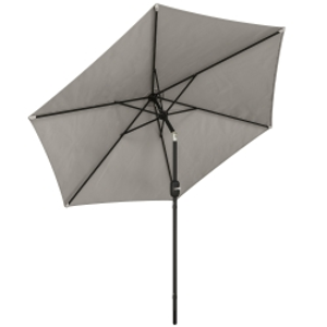 Outsunny 2.6 m Garden Parasol Umbrella with Aluminium Pole, Outdoor Patio Umbrella with Tilt and Crank, Vent, Light Grey