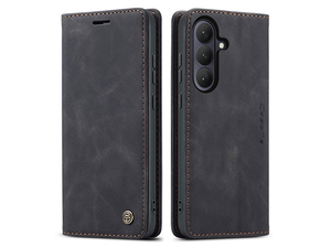CaseMe Slim Synthetic Leather Wallet Case with Stand for Samsung Galaxy S26 - Charcoal