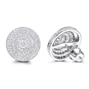 Large Diamond Circle Earrings Studs in Sterling Silver 0.22ct