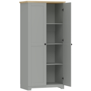 HOMCOM Kitchen Cupboard, 172cm Freestanding Storage Cabinet with Doors and Shelves, Grey