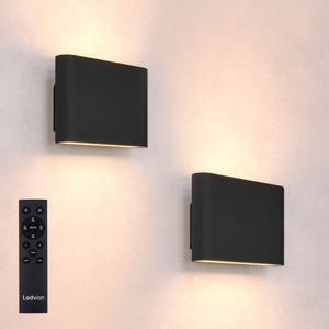 2x Applique Murale Rechargeable USB avec Télécommande - Noir - Sans fil – Dimmable - 2700K -Batterie 4400 mAh - Convient pour l'intérieur et l'extérieur - Ovale