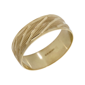 Pre-Owned 9ct Yellow Gold Patterned 8mm Wedding Band Ring