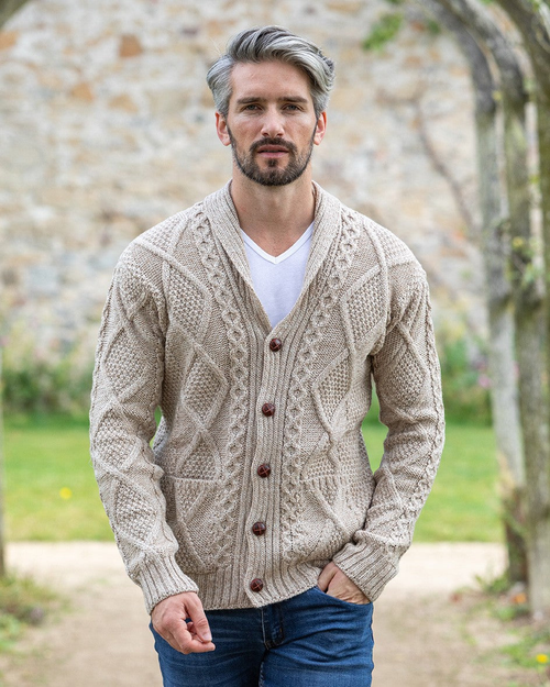 Mens V Neck Cardigan Army Green reviews - The Sweater Shop