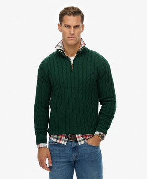 Organic Cotton Classic Cable Half-Zip Jumper
