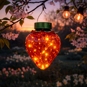 Strawberry Solar Hanging Light - Warm White LED Outdoor Garden Lantern 20cm