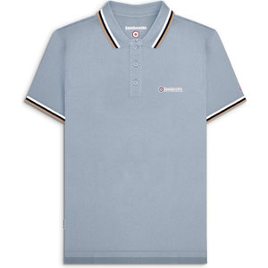 Lambretta Mens Triple Tipped Retro Polo Shirt - 4XL / Dusky Blue/White/Navy/Cream