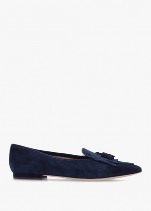Londyn Kiltie Lauren Navy Suede Ballet Pumps