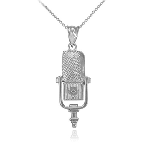 .925 Sterling Silver Studio Microphone Pendant Necklace
