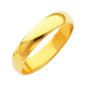 Gold 4mm Polished Wedding Band Ring (Available in Yellow/White Gold)