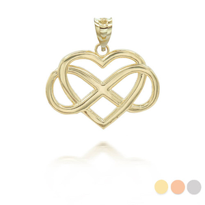 Gold Heart with Infinity Pendant Necklace (Available In Yellow/Rose/White Gold)