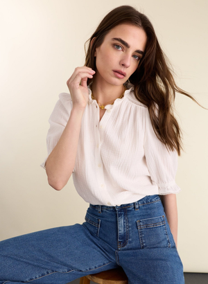 Bryony Organic Cheesecloth Blouse - UK 08 | EU 34 | US 04 / Pure White