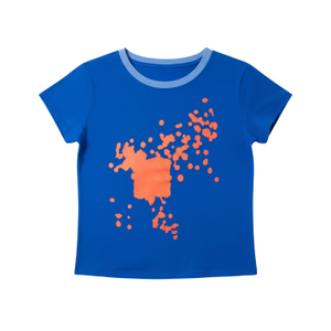 Cropped Graphic Tee – Organic Cotton, Blue| Kinetic Energy Print (L)