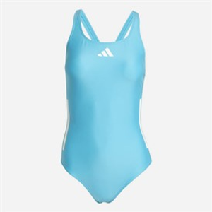 adidas Womens 3-Stripes C Back Swimsuit Lucid Cyan/White