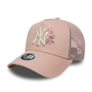 New York Yankees Womens MLB Floral Pastel Pink 9FORTY A-Frame Trucker Adjustable Cap