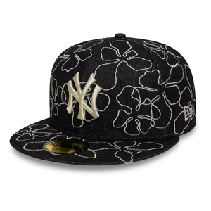 New York Yankees MLB Floral Denim Black 59FIFTY Fitted Cap