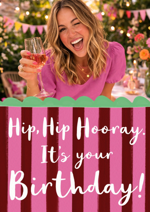 Hip Hip Hooray It's Your Birthday Photo Upload Card