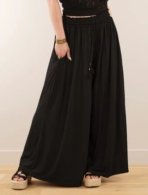'Pantalon fluide large "Liani", Noir'