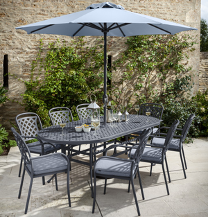 Berkeley 8 Seat Oval Set Antique Grey / Platinum