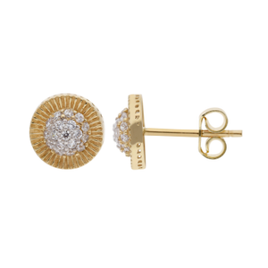 New 9ct Yellow Gold Cubic Zirconia Circle Stud Earrings
