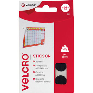 VELCRO® Brand Pastilles auto agrippantes adhésives 16mm x 16 noir