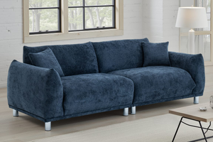 Textured Chenille Blue 3 Seater Sofa MURANO